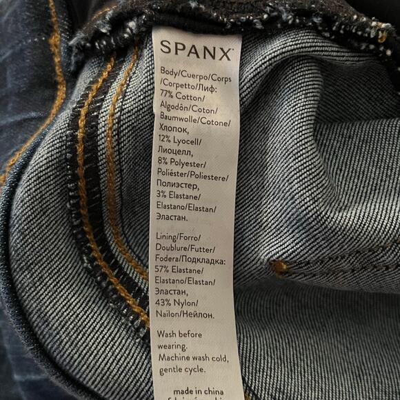 Spanx Distressed Medium Denim Wash Skinny Jeans Size XL Pull-On Shaping Stretch - Picture 7 of 9